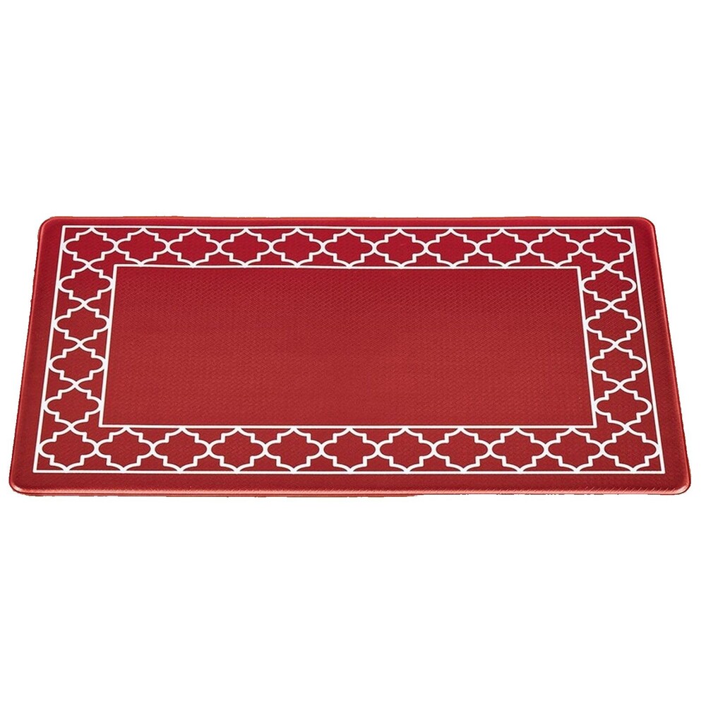 ANTI-FATIGUE NON SLIP FLOOR MAT(18"x30")PVC, BURGUNDY & WHITE LATTICE DESIGN, CE